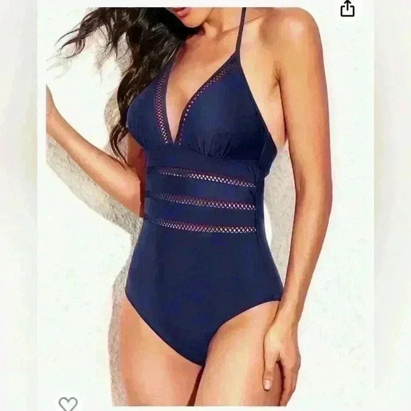 Tempt Me Women Sexy One Piece Swimsuit Halter Plunge V Neck Monokini Large- NWT - Picture 2 of 10